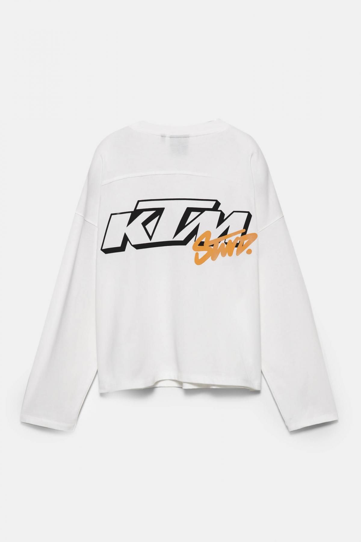 풀앤베어 코튼 라운드넥 화이트 KTM 그래픽 긴팔 티셔츠 7153/320 ICE - 상세 이미지 2