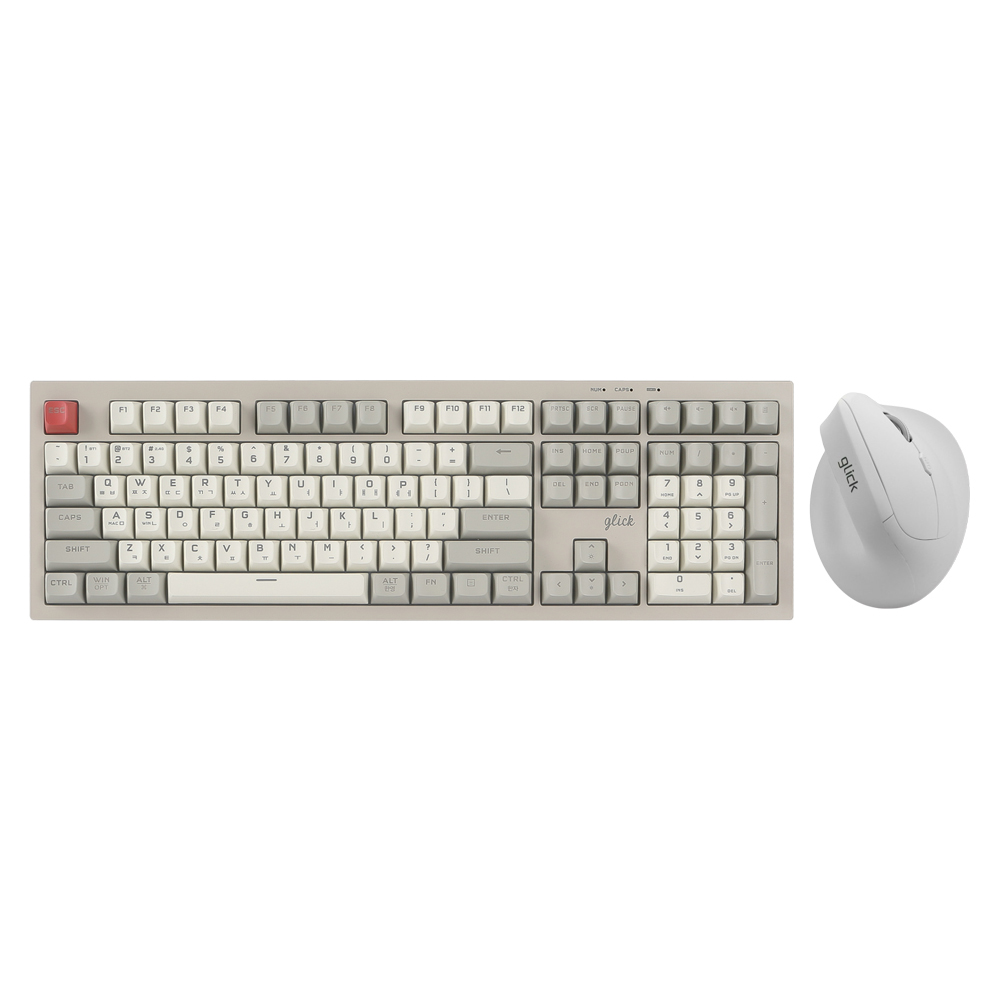 지클릭커 오피스프로 WMK700 사일런스 M 무소음 무선 블루투스 키보드 버티컬 마우스 세트 108 Retro - 상품 이미지