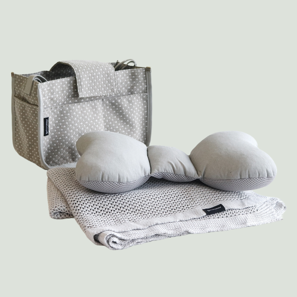 출산 선물세트 3종 나들이 외출용 나비 목베개 유모차가방 망사블랭킷
