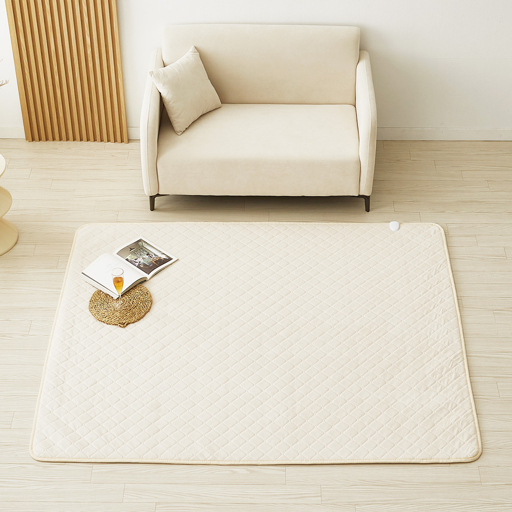 한일 EMF 전기 매트 탄소 전기장판 전자파 안심 소프트극세사 베이지 퀸(분리난방), 160x200cm