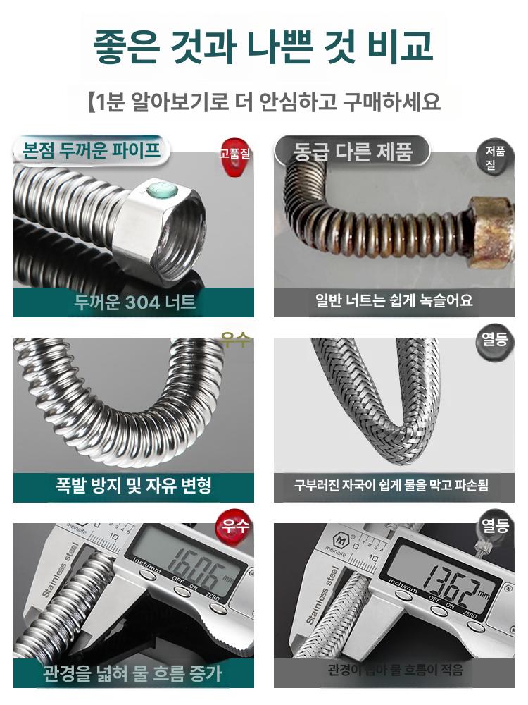 배관부속 세면대 온수기주름관 온수기 부속 소켓 주름관 화장실 고압호스 보일러 수도 설비 10cm - 상세 이미지 2