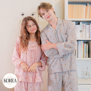 커플 잠옷 세트 여성 남성 신혼 홈웨어 폴리베어 25F332-432 착용 후기 | 사이즈/핏 총정리 - 상품 이미지 2