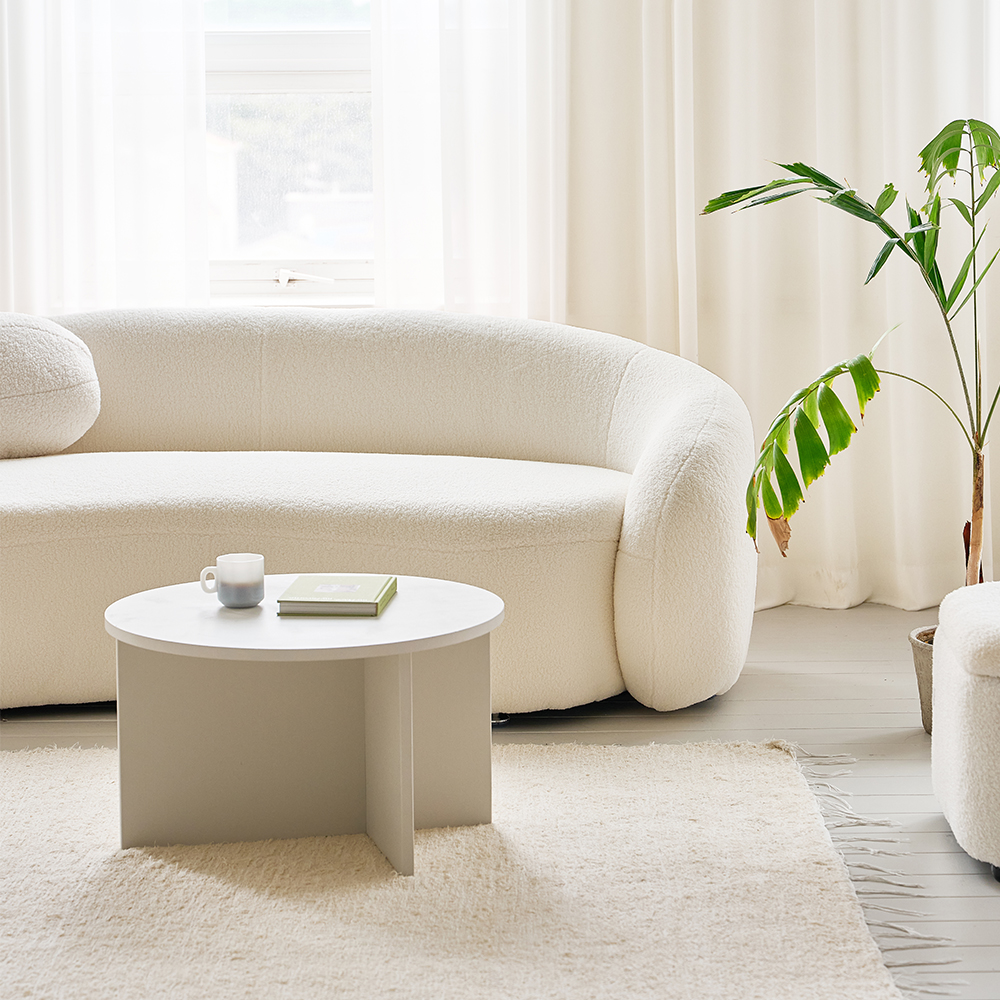 (희망일배송) 미뇽C 양털 소파 카페 호텔 라운지 부클레 패브릭 3인용 소파