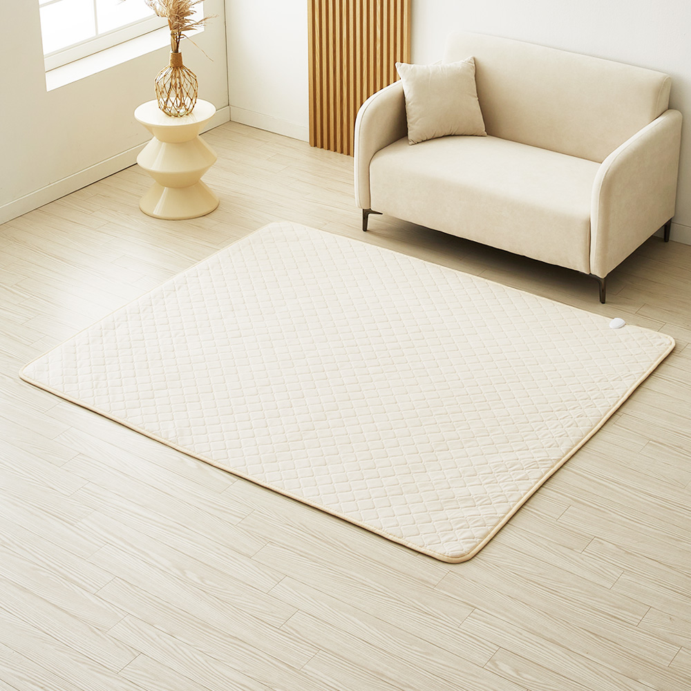 한일 EMF 전기 매트 탄소 전기장판 전자파 안심 소프트극세사 베이지 퀸(분리난방), 160x200cm