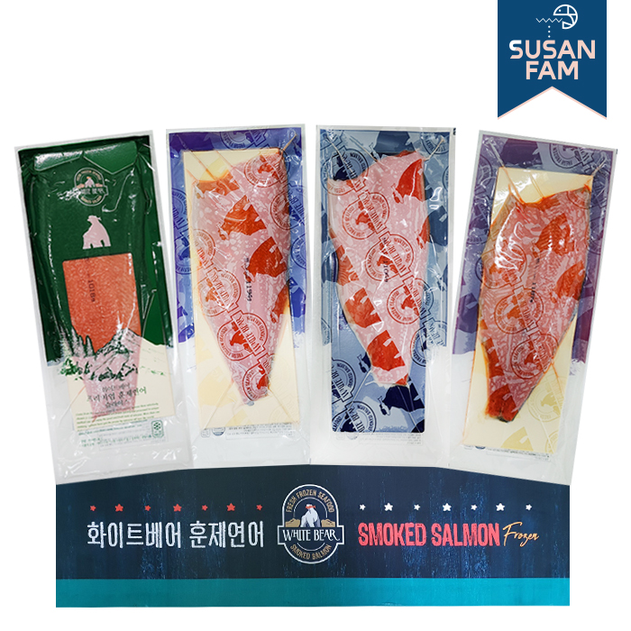 화이트베어 훈제연어 통 필렛 슬라이스 냉동연어 칠레 노르웨이 (박스 도매) - 상품 이미지