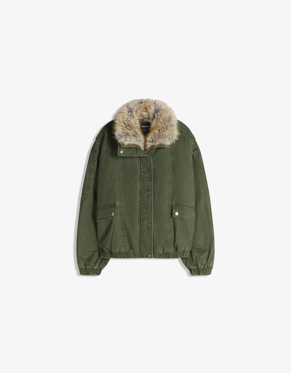 버쉬카 페이크 퍼카라 오버핏 테크니컬 재킷 6643/109 KHAKI - 상품 이미지