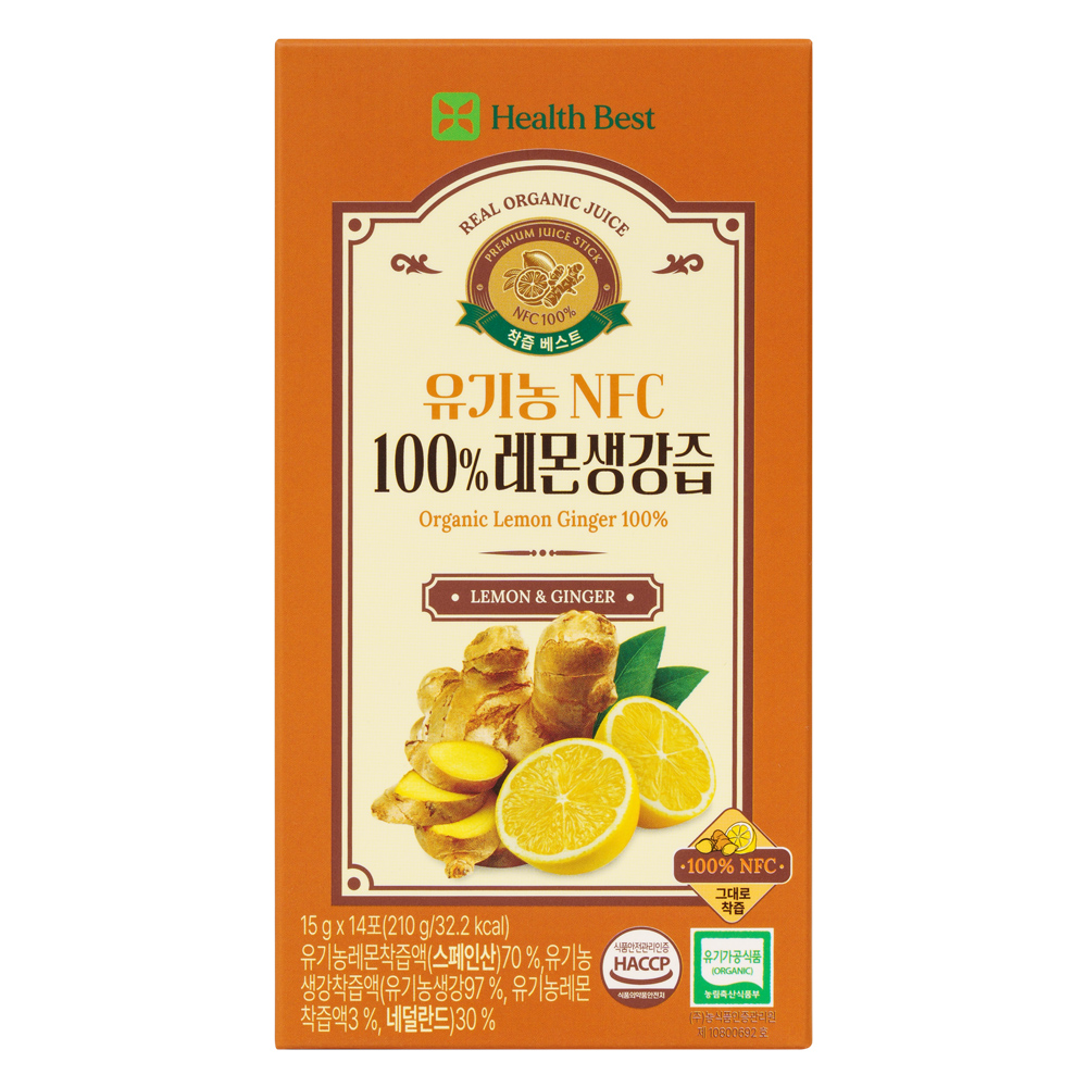 헬스베스트 착즙베스트 유기농 NFC 100% 레몬생강즙 15g x 14포, 4박스 - 상세 이미지 2