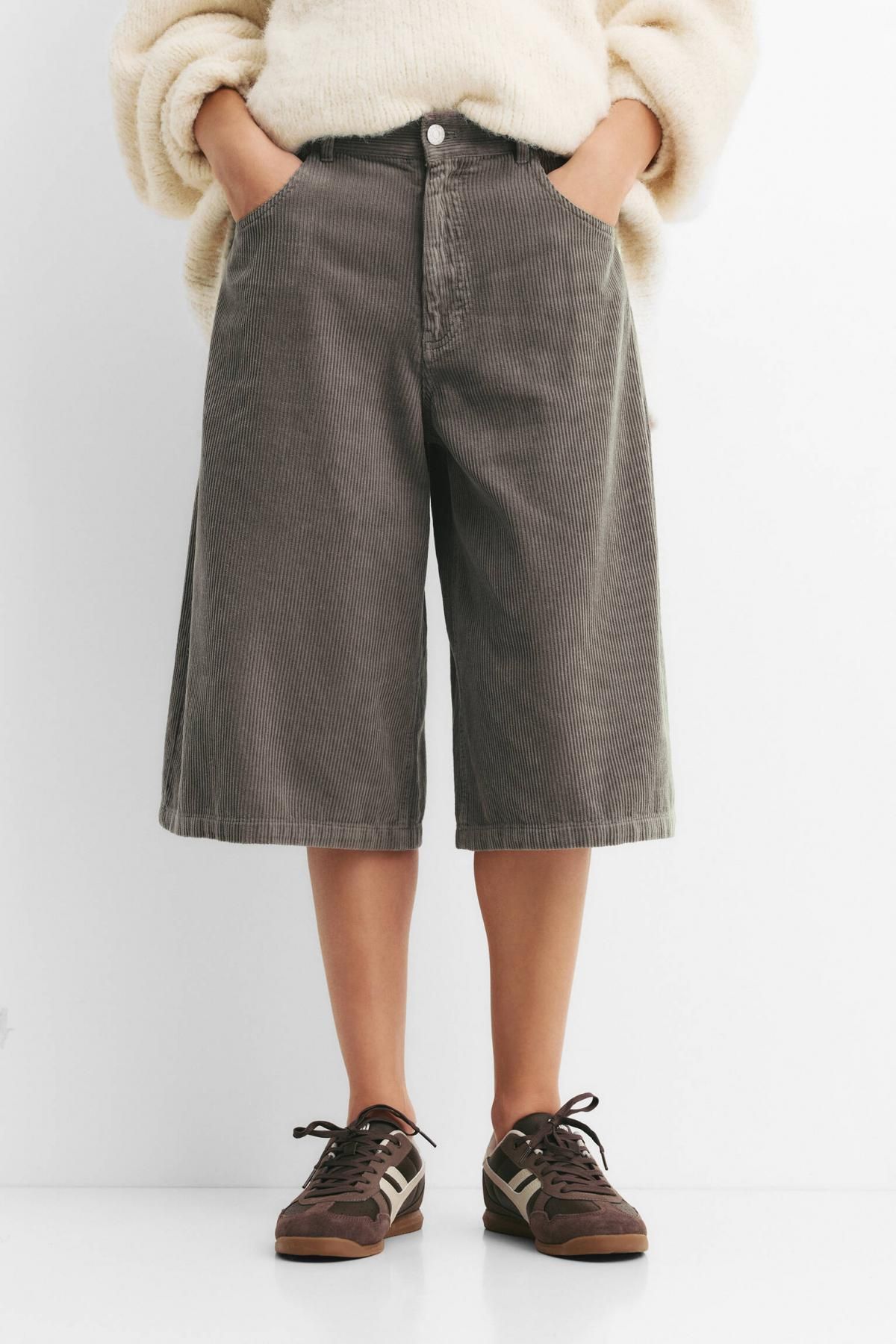 풀앤베어 코듀로이 하이웨이스트 배기핏 반바지 7696/351 GREY - 상세 이미지 3