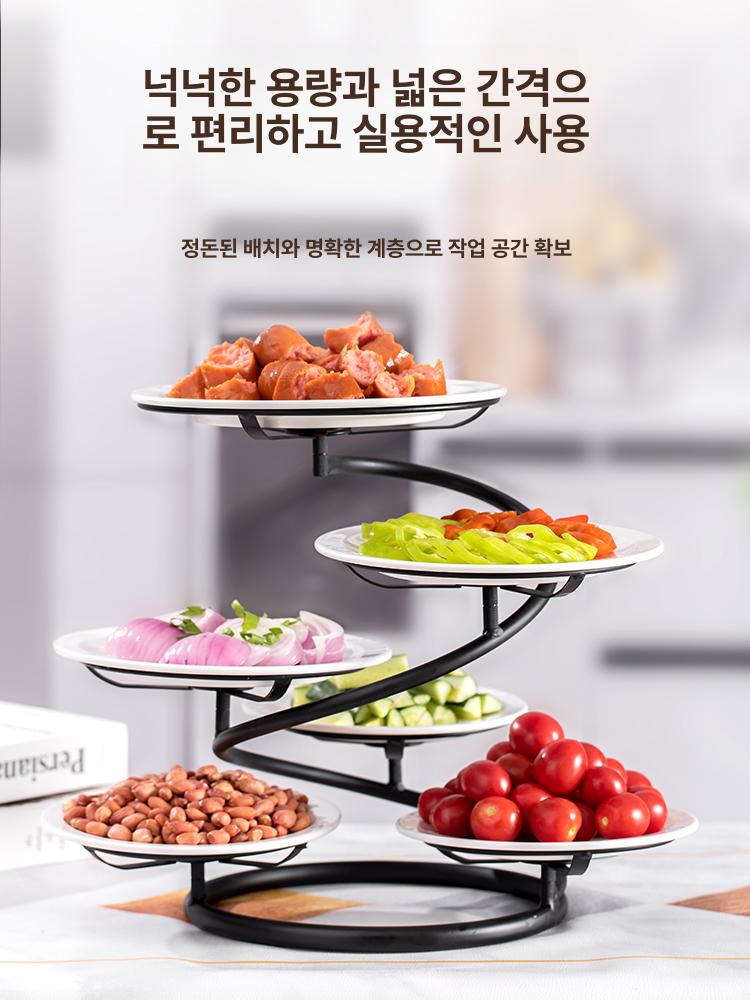 업그레이드 다층 호텔 음식 진열대 회전다층 다용도 활용 다층설계 공간 절약 블랙 5단 - 상세 이미지 3