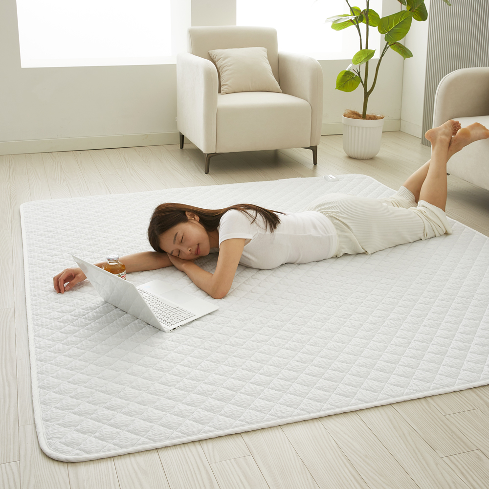 [국내생산] 더안 IOT 온열매트 침대 전기요 시어서커 탄소매트 라지킹(분리난방), 180x200cm, 화이트