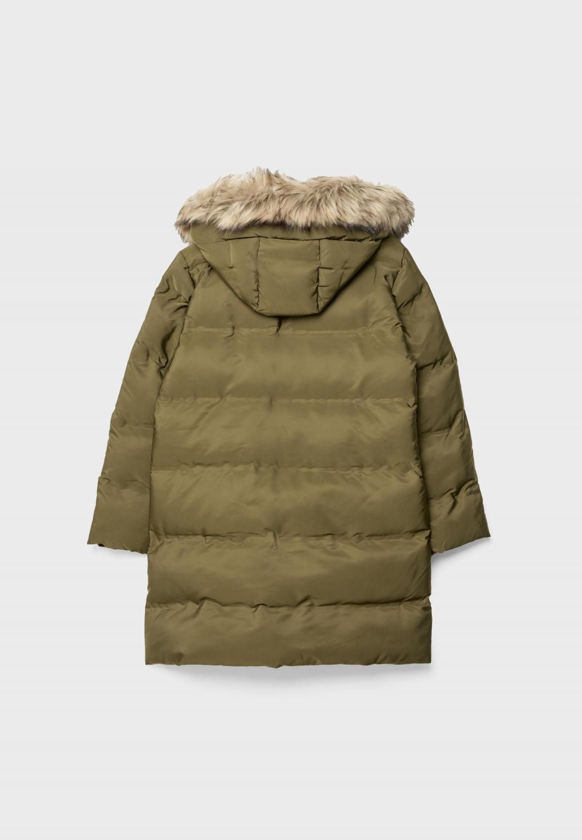 스트라디바리우스 테크니컬 롱 패딩 코트 퍼후드 여성 아우터 5846/683 OLIVE GREEN - 상세 이미지 3