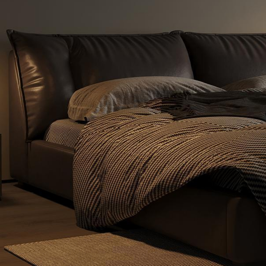 펠로 레더 라지 킹 퀸 호텔 베드 프레임 Pello Bed Frame S