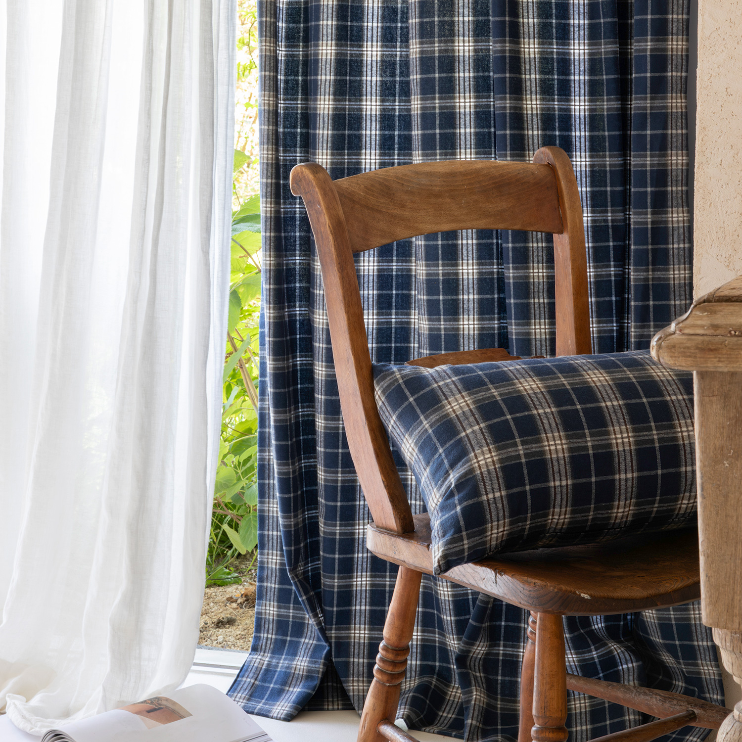 코지코튼 도톰한 겨울 방한 기모 타탄 체크커튼 웜톤3color (맞춤제작)