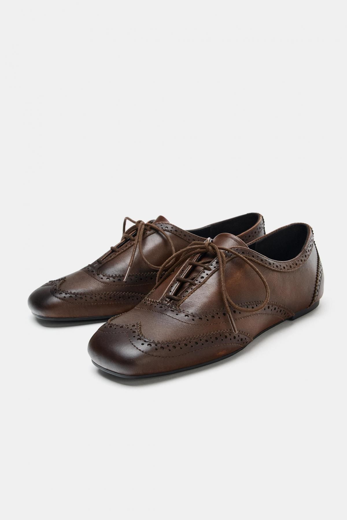 자라 클래식 레더 브로그 디테일 베이직 로퍼 3543/610 DARK TAN - 상세 이미지 2