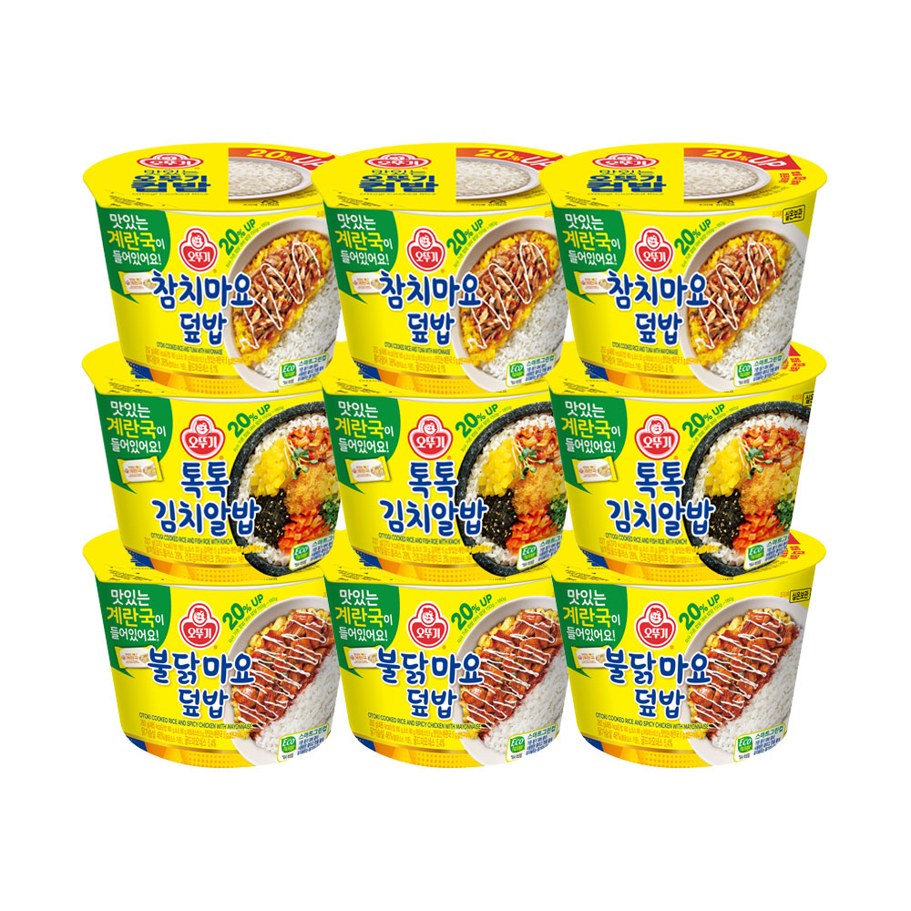 오뚜기 컵밥 실쏙세트 (참치마요덮밥 3+톡톡김치알밥 3+불닭마요덮밥 3) - 상품 이미지