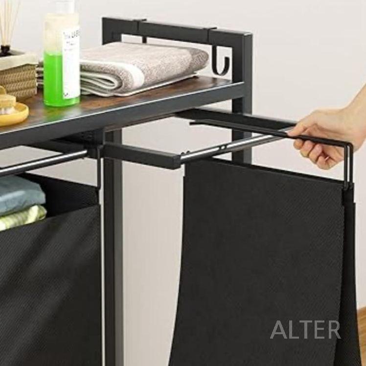 냉장고 위 수납장 그릇장 블랙 다이 김치냉장고 틈새 선반 철제 블랙 (48L)+블랙 (48L) - 상세 이미지 2