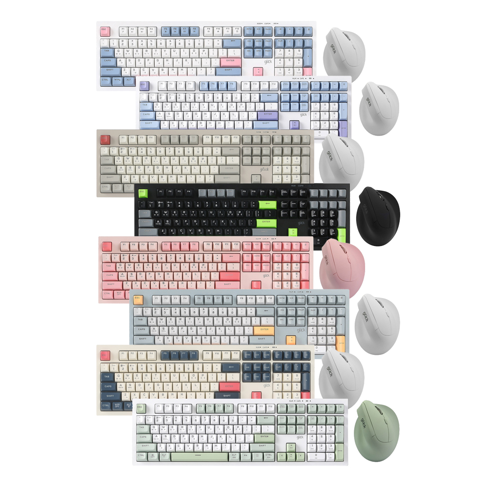 지클릭커 오피스프로 WMK700 사일런스 M 무소음 무선 블루투스 키보드 버티컬 마우스 세트 108 Pink - 상세 이미지 2
