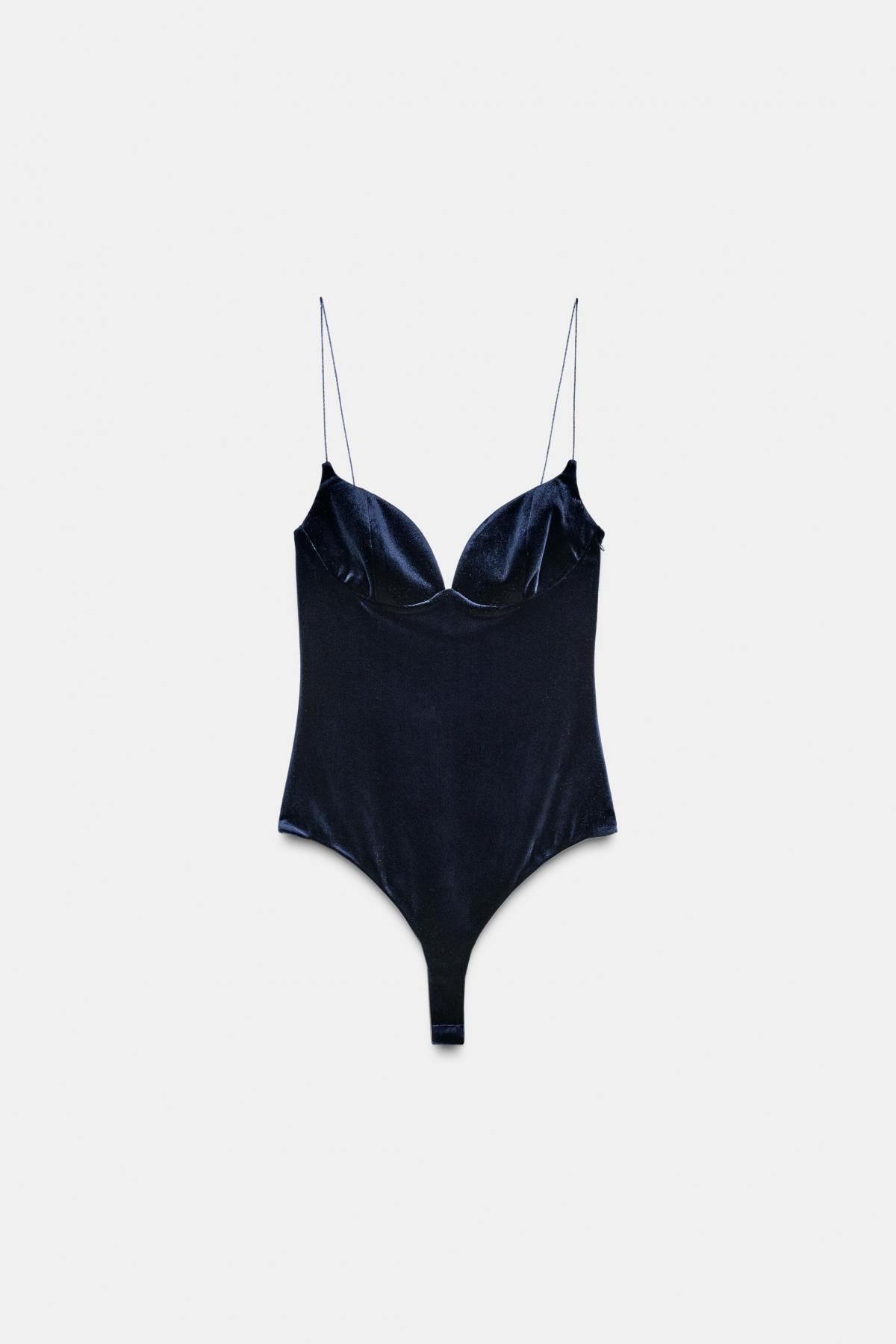 자라 벨벳 스트랩 바디수트 9224/242 NAVY BLUE - 메인 이미지
