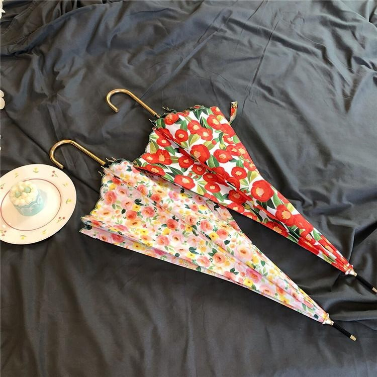 우산 양산 여성용 초경량 꽃무늬 얇고 중년여성 가벼운 따뜻한 집업 누빔 경량 바람막이 레드 - 상품 이미지