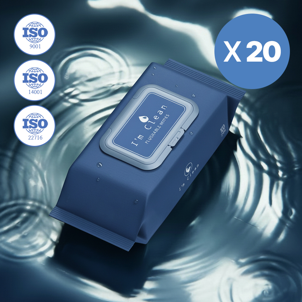 아임클린 비데 물티슈 비데티슈 변기용 100매, 20개