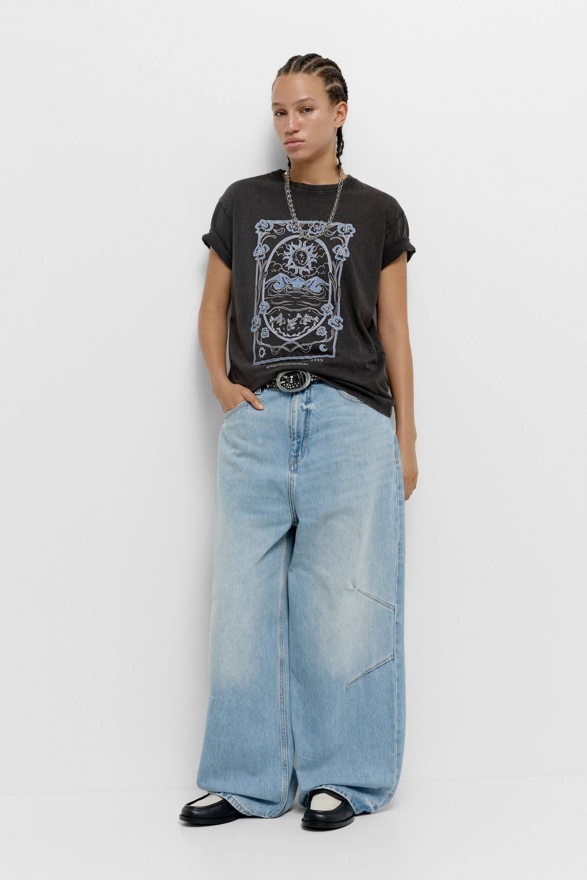 풀앤베어 그래픽 레트로 문 마운틴 반팔 티셔츠 7153/300 FADED BLACK - 상세 이미지 5