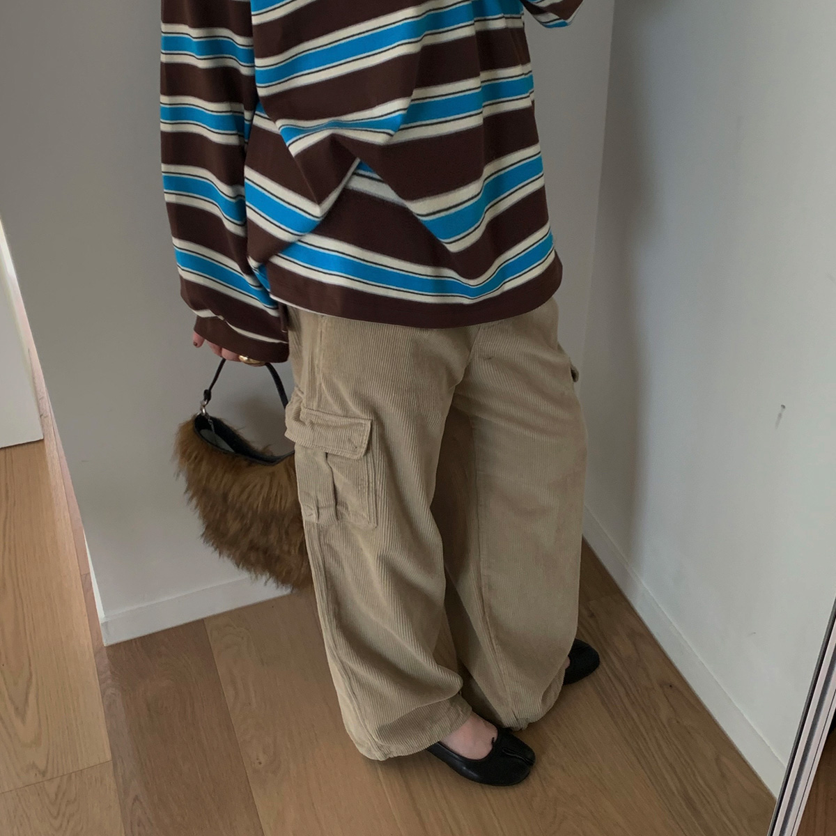 바스켓 코듀 카고팬츠 코듀로이 골덴 건빵 밴딩 와이드 조거팬츠 (3c) - 상품 이미지