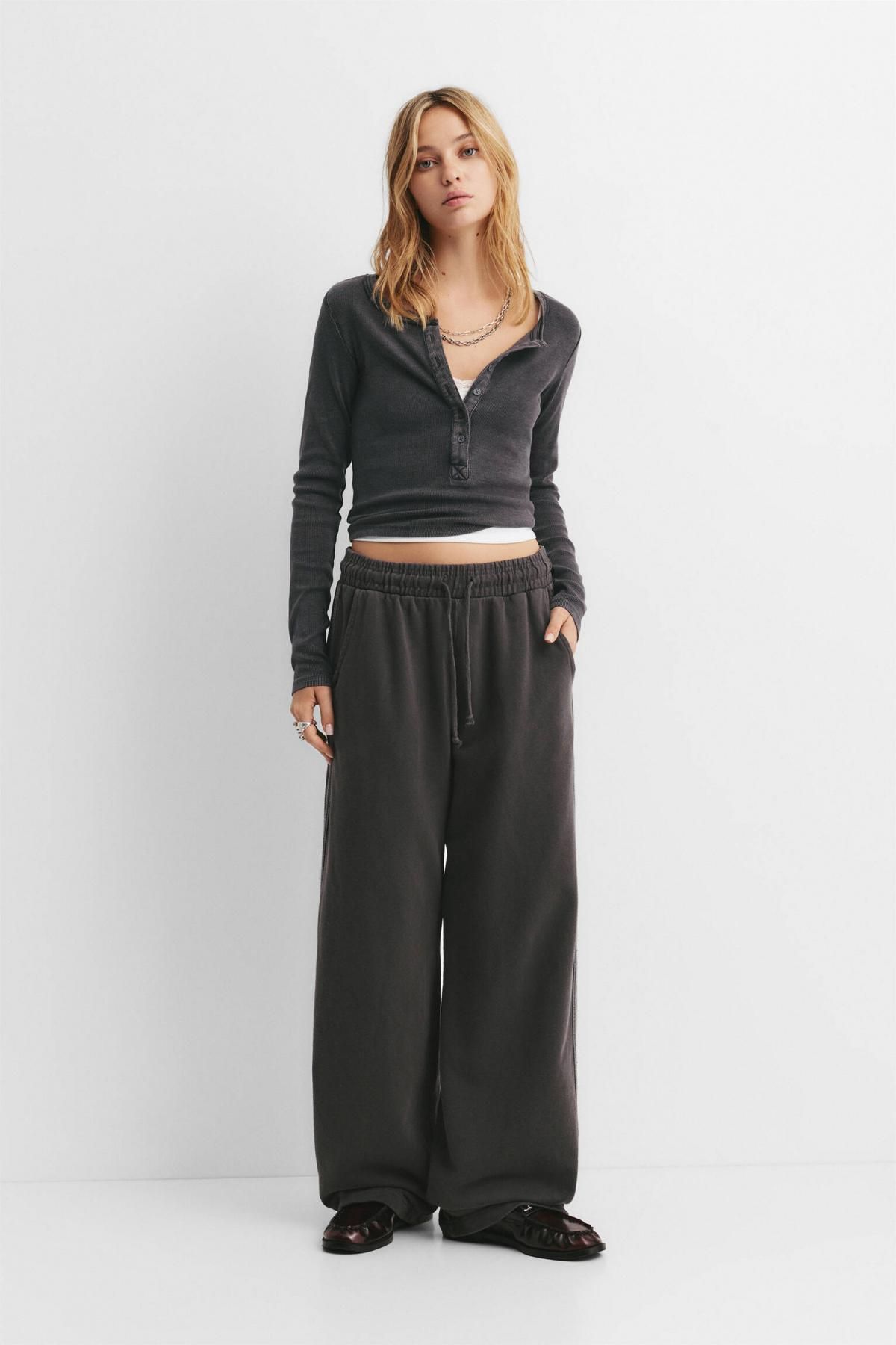 풀앤베어 워싱 오버사이즈 블랙 트레이닝 조거 팬츠 7674/338 FADED BLACK - 상세 이미지 3