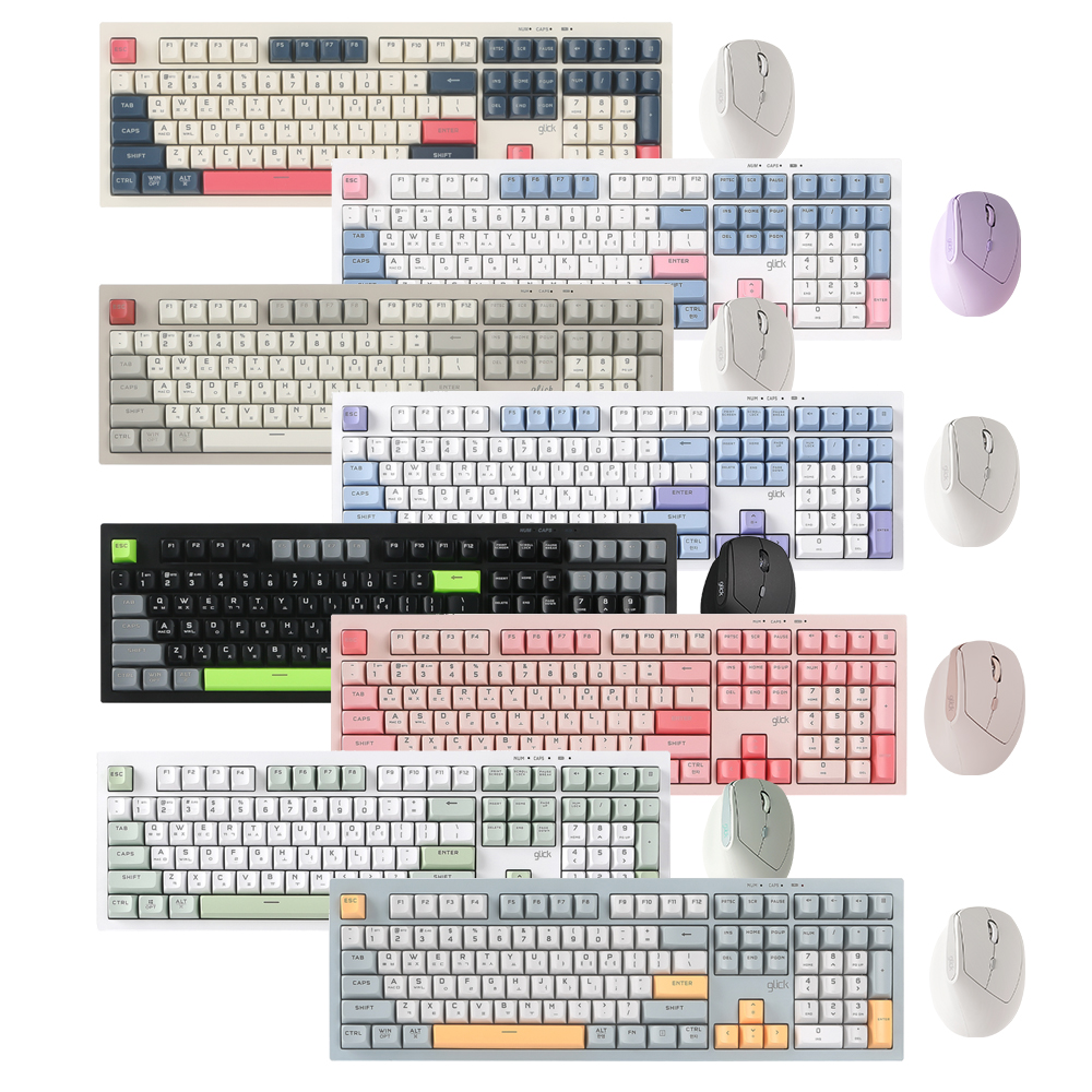 지클릭커 오피스프로 WMK600 사일런스 M RGB 무소음 무선 블루투스 108 키보드 마우스 세트 Navy Blue - 상세 이미지 2