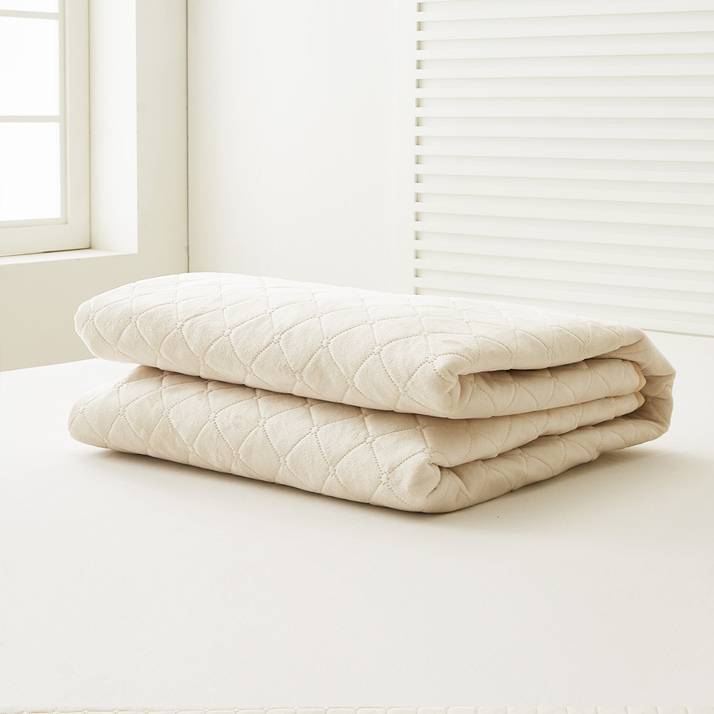 한일 EMF 전기 매트 탄소 전기장판 전자파 안심 소프트극세사 베이지 퀸(분리난방), 160x200cm