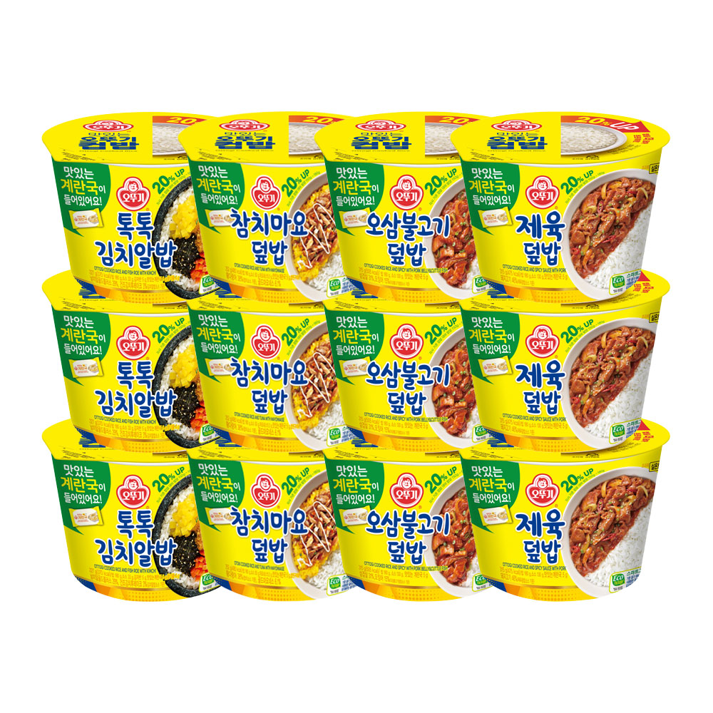 오뚜기 맛있는 컵밥 톡톡 김치알밥 222g 3개 참치마요덮밥 247g 3개 오삼불고기덮밥 310g 3개 제육덮밥 310g 3개 - 상품 이미지