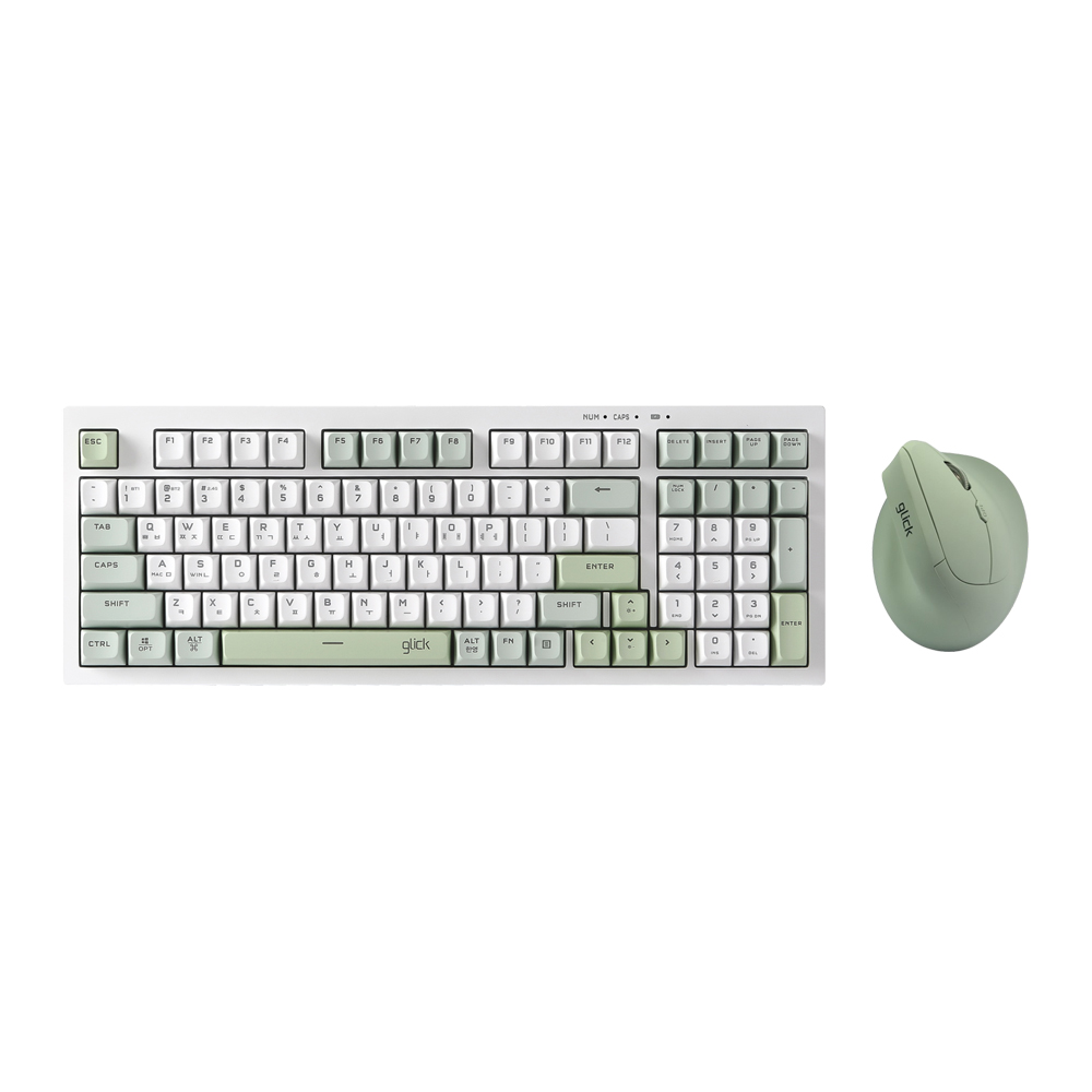 지클릭커 오피스프로 WMK700 사일런스 M 무소음 무선 블루투스 키보드 버티컬 마우스 세트 98 Greenwich - 상품 이미지