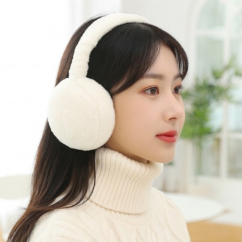 어반플렉스 겨울 방한 털 귀마개, 크림 - 상품 이미지