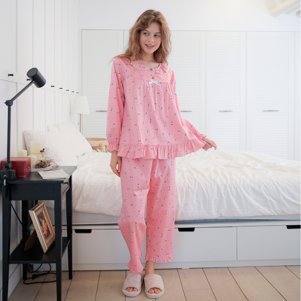 순면 여성 잠옷 홈웨어 상하의 세트 25F357-1 판다블리 - 상세 이미지 3