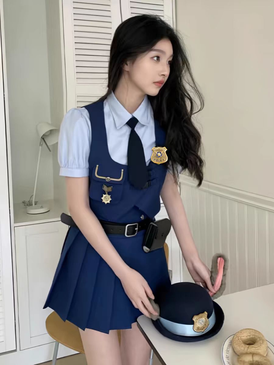 주토피아 주디 코스튬 코스프레 여성 반팔 졸업사진 여성용 졸업사진옷 성인 반팔 주디 JK 스커트 세트 S - 상품 이미지