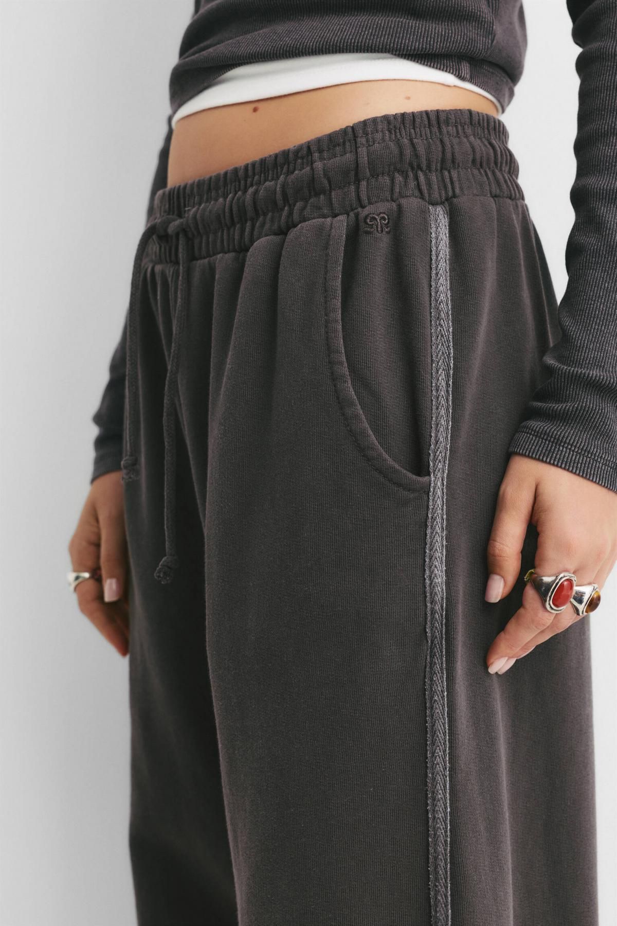 풀앤베어 워싱 오버사이즈 블랙 트레이닝 조거 팬츠 7674/338 FADED BLACK - 상세 이미지 5