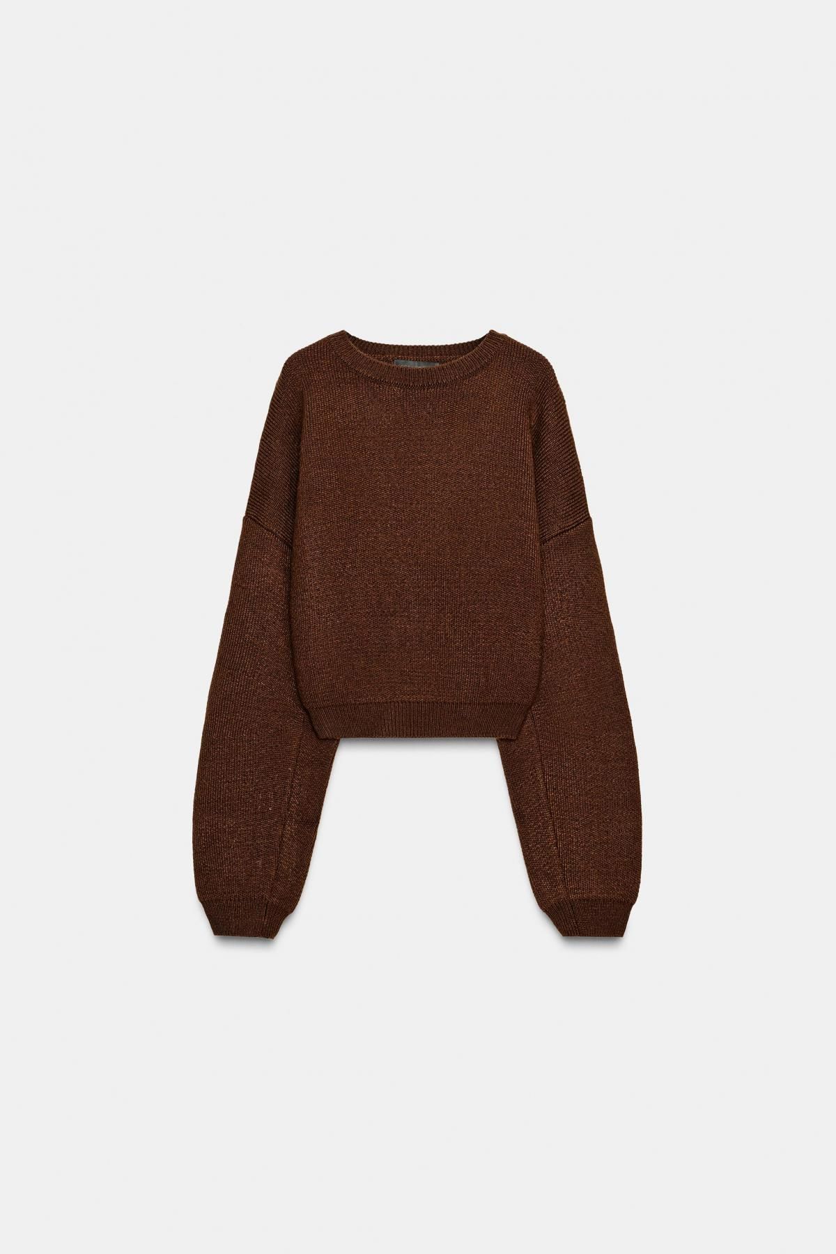 자라 데일리 라운드넥 니트 브라운 긴팔 스웨터 6236/103 BROWN - 상품 이미지