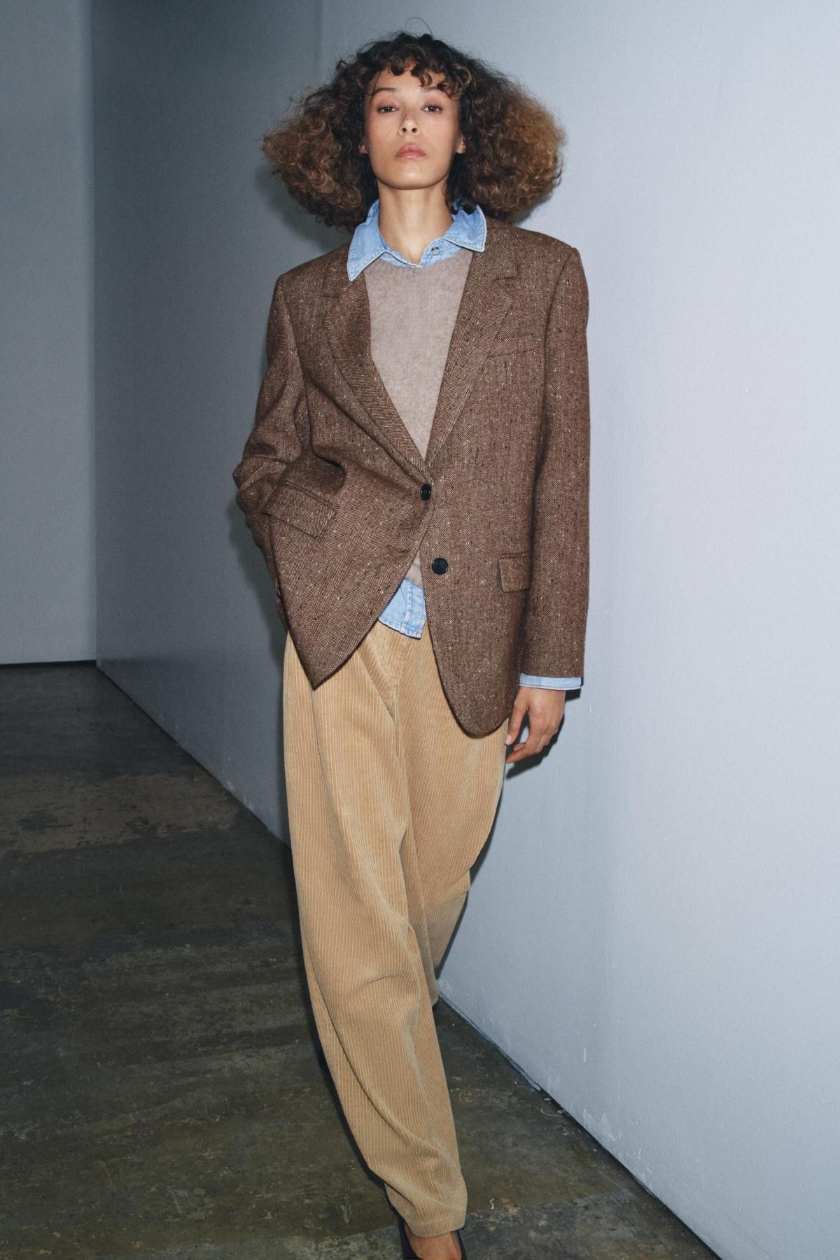 자라 헤링본 울블렌드 테일러드 블레이저 3736/262 LIGHT BROWN - 상세 이미지 2