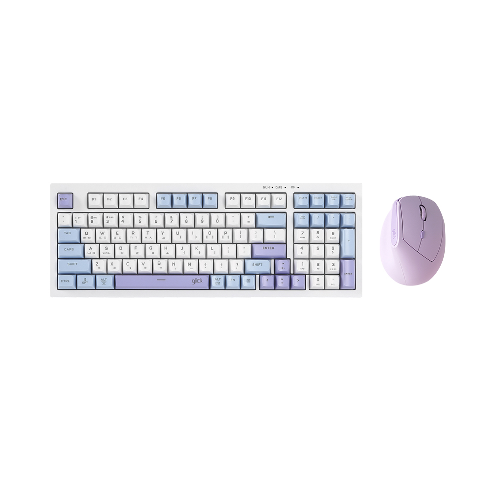 지클릭커 오피스프로 WMK600 사일런스 M RGB 무소음 무선 블루투스 98 키보드 마우스 세트 Sky City - 상품 이미지