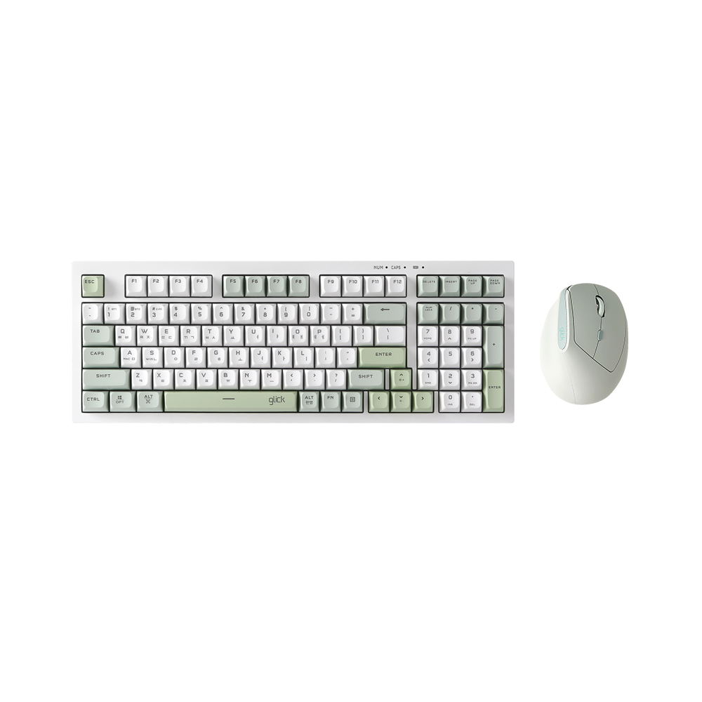 지클릭커 오피스프로 WMK600 사일런스 M RGB 무소음 무선 블루투스 98 키보드 마우스 세트 Greenwich - 상품 이미지