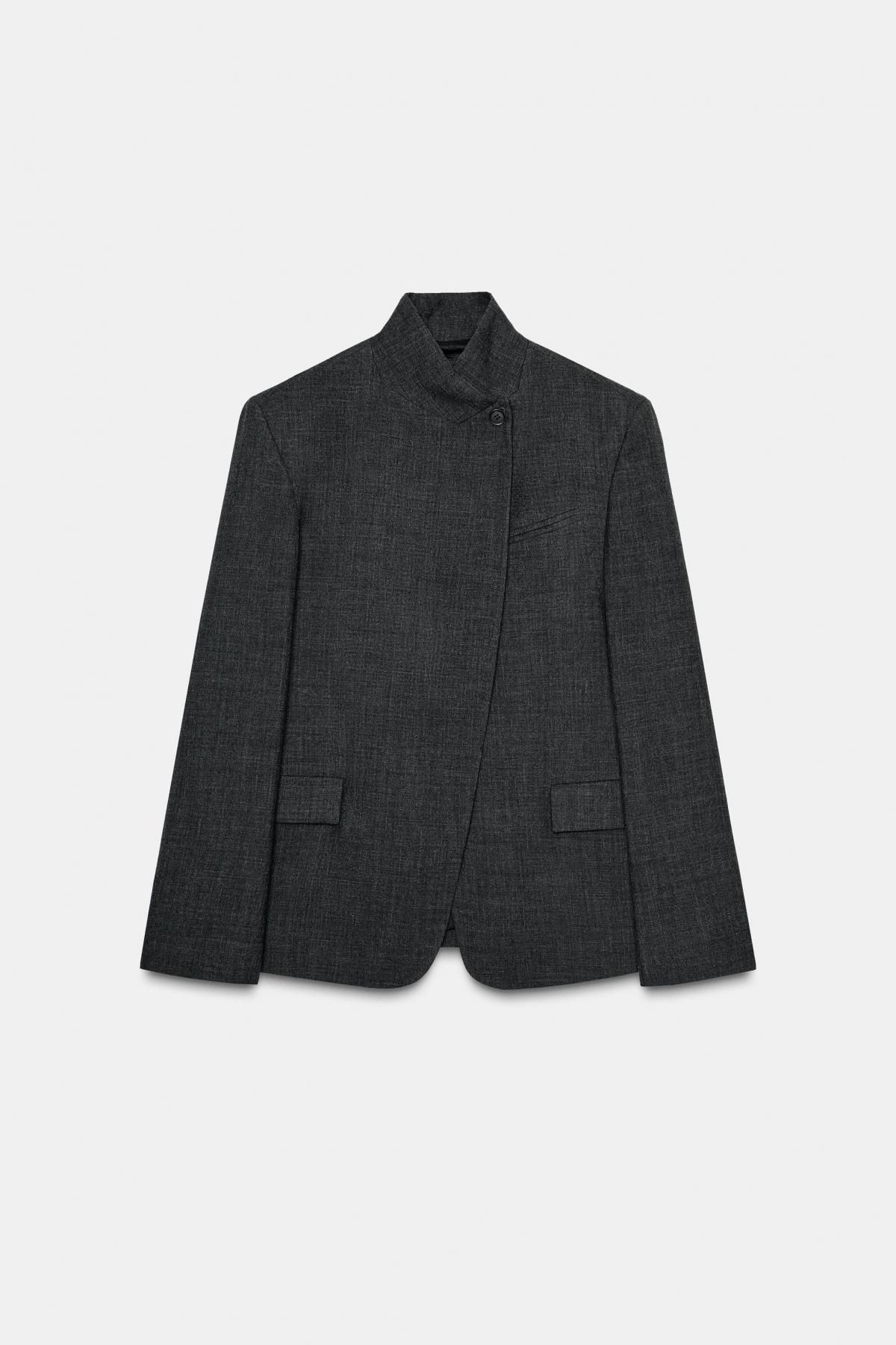 자라 프리미엄 100 울 스탠드카라 블레이저 8504/812 GREY MARL - 메인 이미지