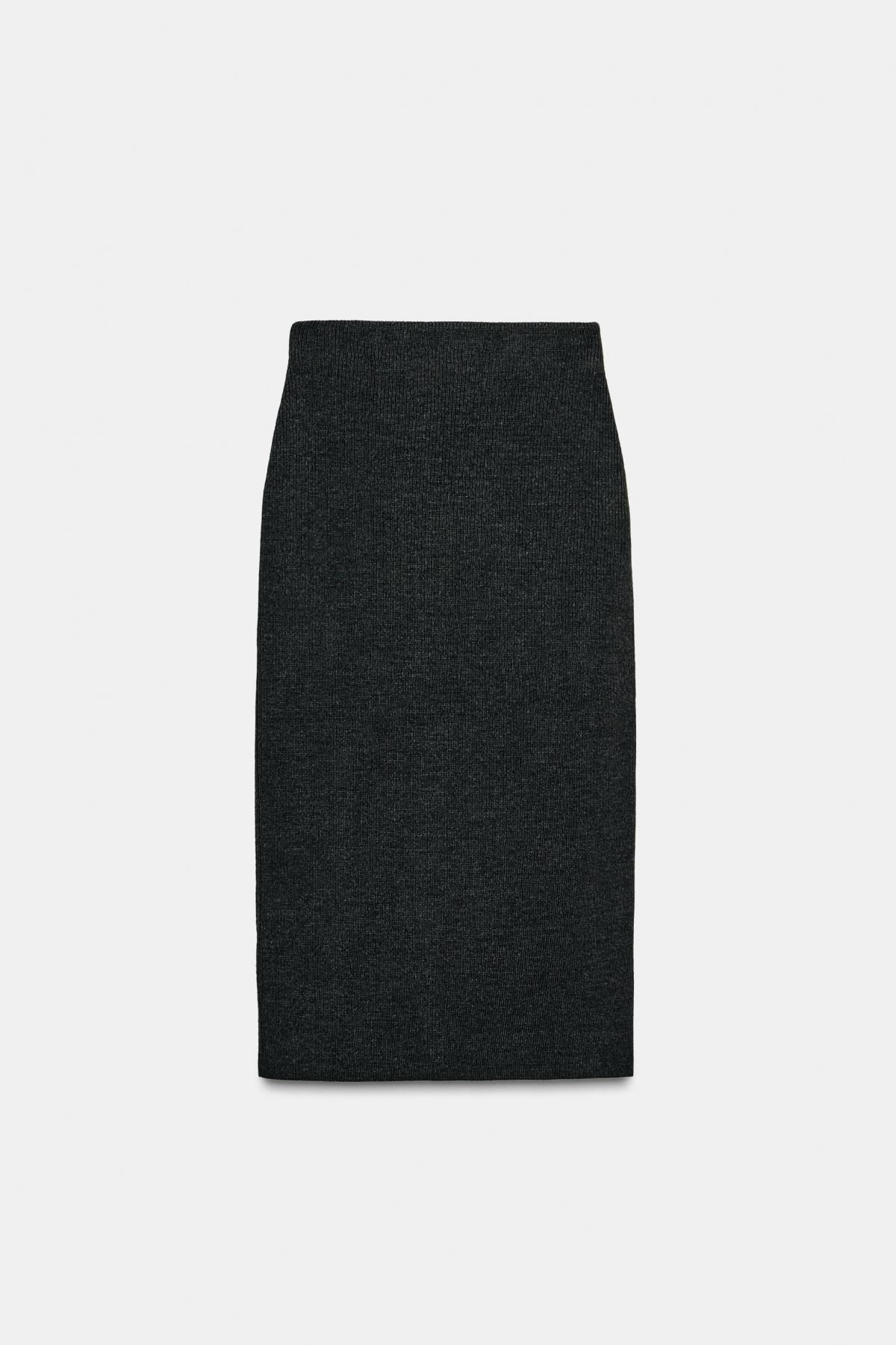자라 모던 랩오버 니트 미디 스커트 6427/007 DARK GREY - 상세 이미지 3