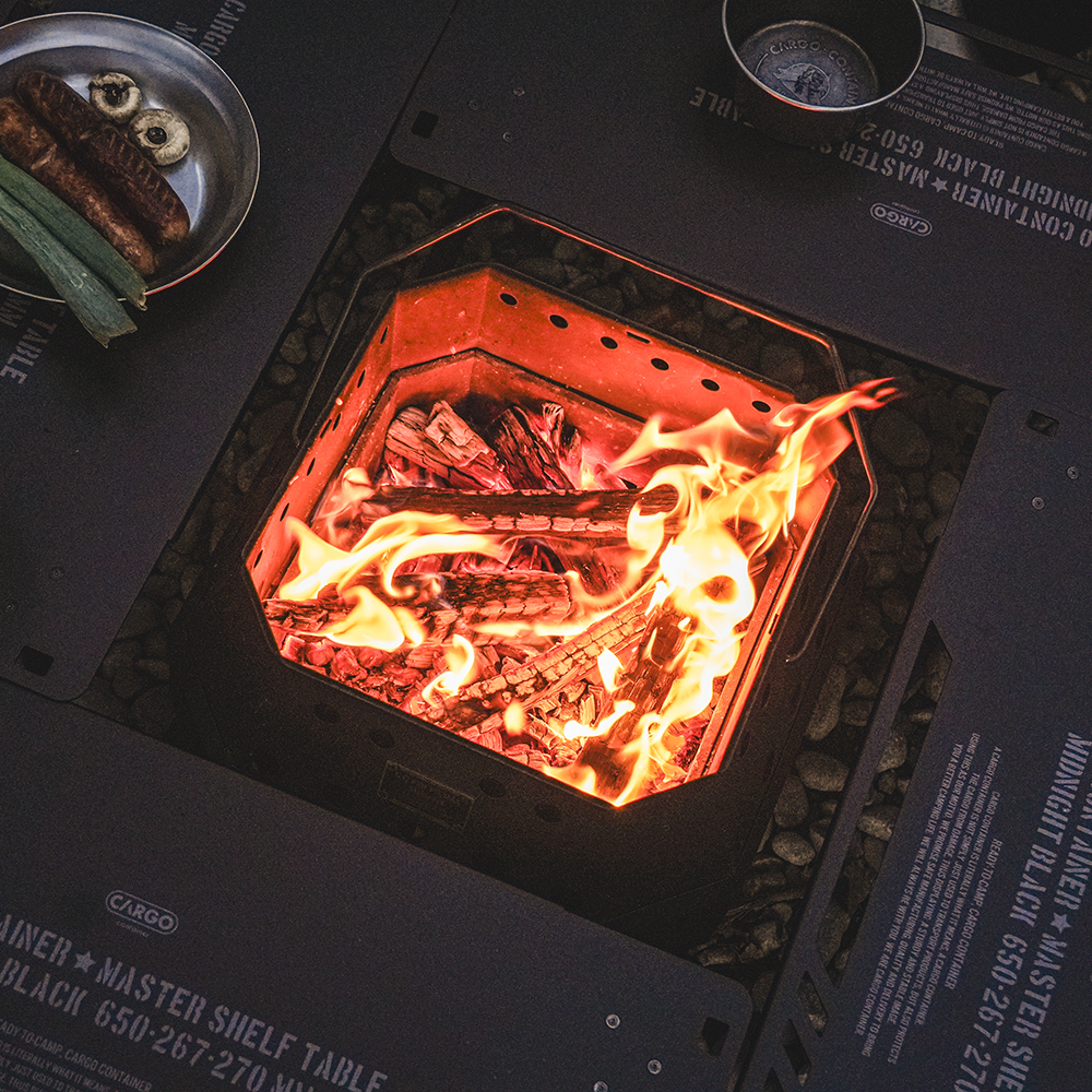 카고컨테이너 파이어핏 맥스 이중연소 화로대 접이식 캠핑 화로 원액션 1초설치