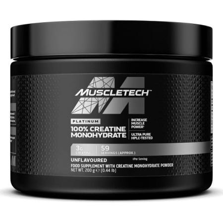 [해외]MuscleTech 머슬테크 크레아틴 모노하이드레이트 파우더 플래티넘 100 크레아틴, 및 용, 운동 보충제, 무향, 59회 제공량, 200g, 무향 [B0BX6T9BH1]
