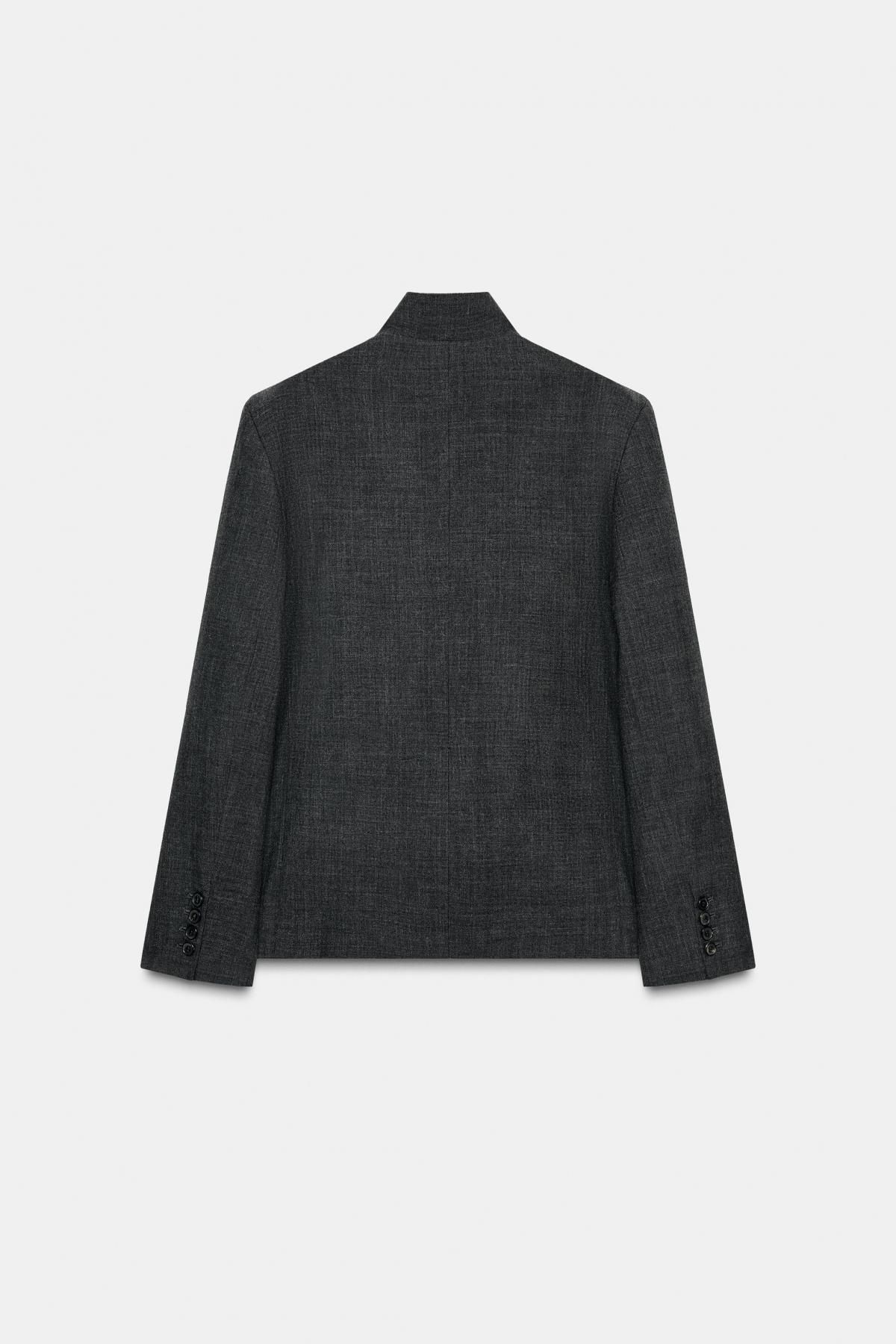 자라 프리미엄 100 울 스탠드카라 블레이저 8504/812 GREY MARL - 상세 이미지 4