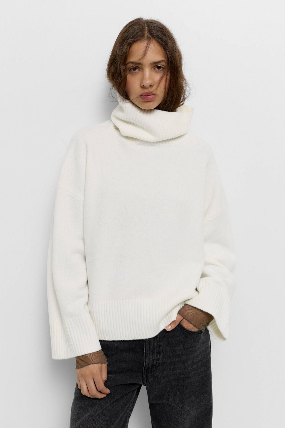 풀앤베어 소프트 울블렌드 하이넥 니트 스웨터 7550/338 OFF WHITE - 상세 이미지 3