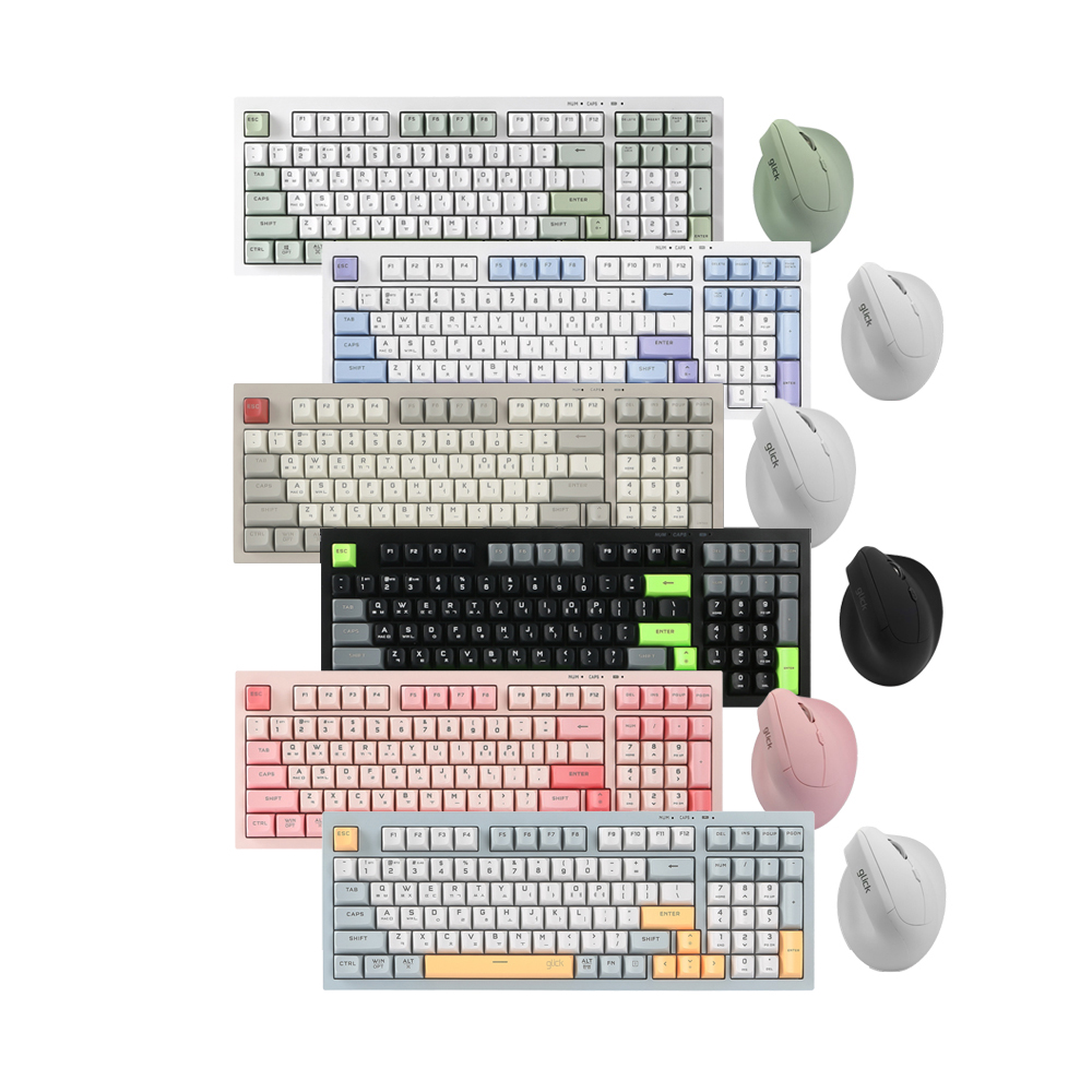 지클릭커 오피스프로 WMK700 사일런스 M 무소음 무선 블루투스 키보드 버티컬 마우스 세트 98 Pink - 상세 이미지 2