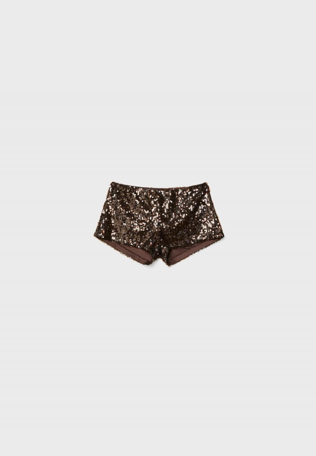 스트라디바리우스 글리터링 시퀸 미니 쇼츠 파티룩 8422/708 BROWN - 상세 이미지 3