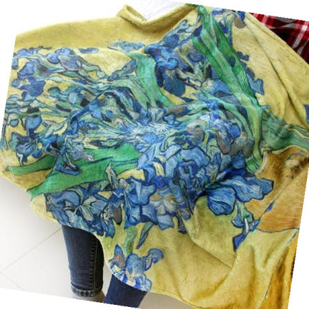 (주)누리토이즈 캐릭터그림 반고흐 명화 담요 붓꽃 무릎 방한 블랭킷 패브릭