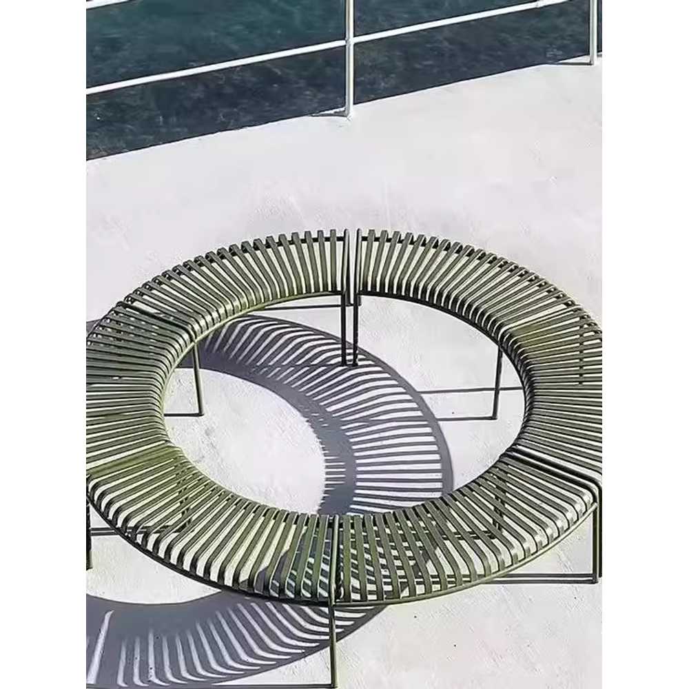 곡선 공원 벤치 야외용 인테리어 디자인 철제 의자 벤치(S자 3개) - 상세 이미지 2