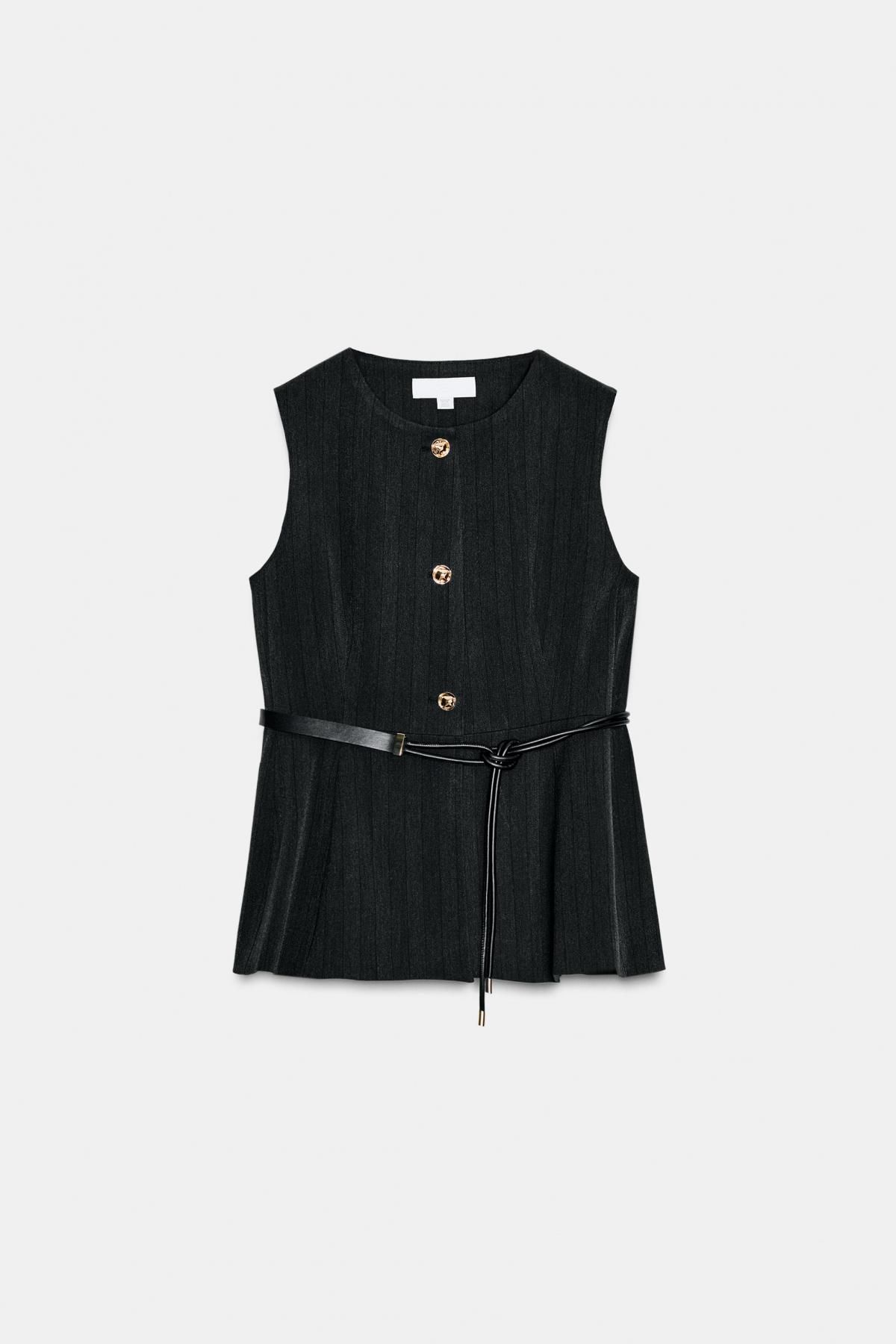 자라 헤링본 페플럼 벨트 베스트 4387/366 ANTHRACITE GREY - 메인 이미지
